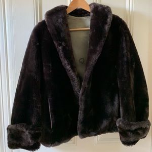 Black Bulky Faux Fur Coat